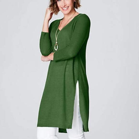 J. Jill Sweaters - J. Jill linen green sweater long swing tunic sz XS